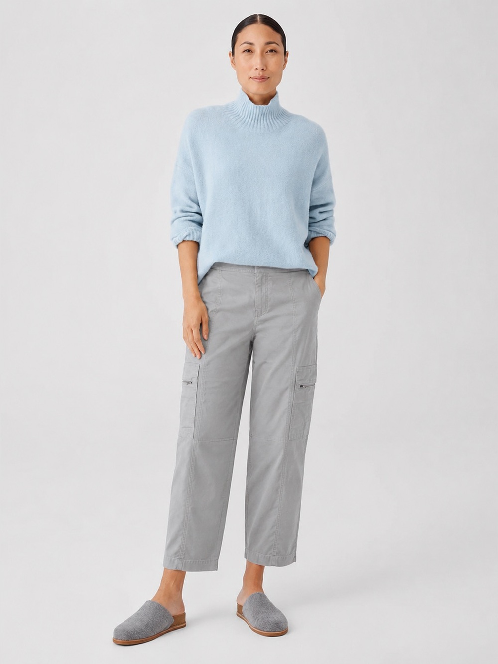 NEW Eileen Fisher Organic Cotton Cargo Pants Ankle *786
